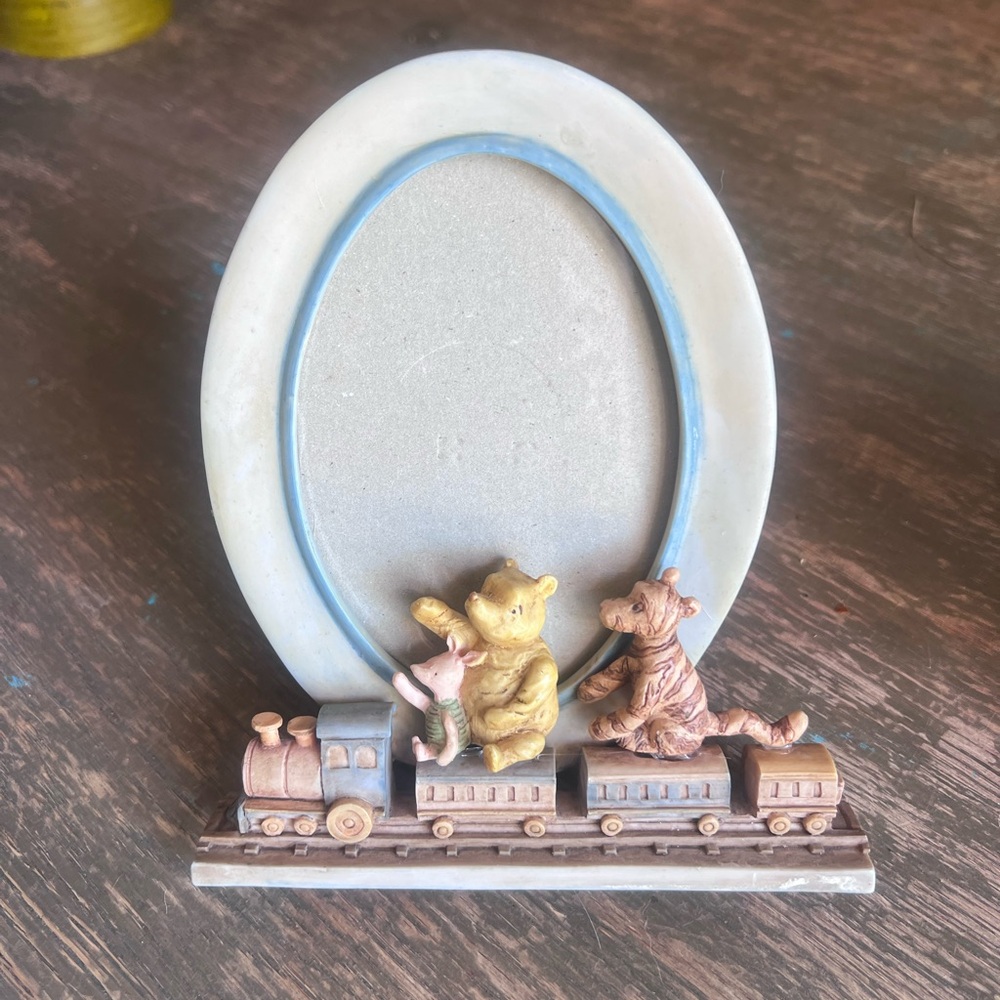 Whimsical Classic Pooh Nursery Train Oval Frame